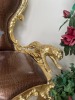GOLD-TONE JAGUAR THRONE CHAIR WITH BROWN ALLIGATOR-LOOK SEAT (DAMAGE TO BACK) - 3