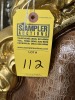 GOLD-TONE JAGUAR THRONE CHAIR WITH BROWN ALLIGATOR-LOOK SEAT (DAMAGE TO BACK) - 5