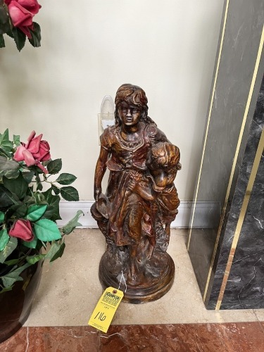 BROWN CERAMIC - 2 GIRLS - 25''H (SOME DAMAGE)