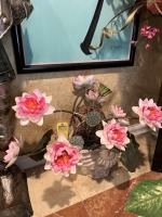 SEASHELL PLANTER WITH ARTIFICIAL FLOWERS