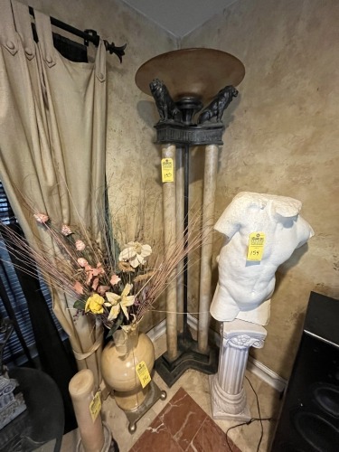 LION PEDESTAL TORCH LAMP - 77''H