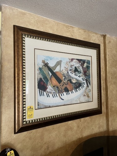 FRAMED & MATTED PICTURE - MUSICAL THEME - SIGNED CONSTANCE BYRD RAVEN - NUMBERED 122/450 - 47''W x 38''H