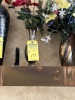 BRASS VASES WITH ARTIFICIAL FLOWERS