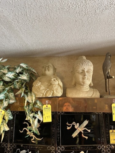 ASSORTED STATUES - 1- BUDDHA / 1- BUDDHA HEAD