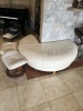 LOT WHITE LEATHER 3/4 MOON SEATING WITH 3 FOOT STOOLS (SOME MARKINGS) - 2