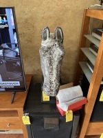 LARGE GLASS MOSAIC HORSE HEADS ON BLACK BASE