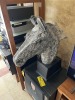 LARGE GLASS MOSAIC HORSE HEADS ON BLACK BASE - 4