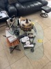 BLACK METAL COFFEE TABLE WITH KIDNEY SHAPE GLASS TOP - 3
