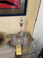 PIECES - BOHEMIA FLAN CZECHOSLOVA KIA - DECANTER / TRAY / 4- GLASSES