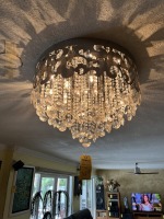 CRYSTAL FLUSH MOUNT CHANDELIER