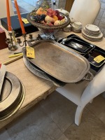 ASSORTED - 2- CERAMIC SERVING PLATTERS / 4- TRAYS