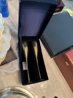 GOLD COLOR METAL CHAMPAGNE GLASSES IN CASE