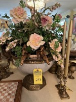 LARGE ORNATE BOWL WITH CUPIDS & ARTIFICIAL ROSES