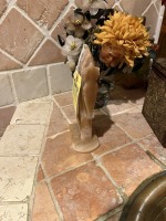 ASSORTED BATHROOM DECOR - STONE HORSE, RESIN DECOR, ARTIFICIAL FLOWERS, ETC