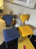 ASSORTED COLOR ART DECO CHAIRS WITH CHROME FRAMES