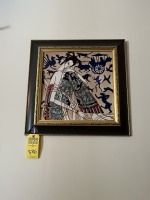 ORIENTAL FRAMED GLASS ARTWORK - 21.5''x21.5''