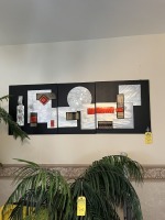 3-PIECE WALL ART - BLACK / RED / GOLD / SILVER - GEOMETRIC DESIGN - 63''x23''