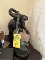 ASSORTED - 1- METAL BIRD ON BASE / 1- ELEPHANT ON BASE (DAMAGED)