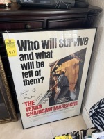 FRAMED PRINT - TEXAS CHAINSAW MASSACRE - AUTOGRAPHED (BROKEN GLASS IN CORNER)