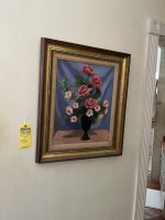 FRAMED ARTWORK / OIL - FLORAL - SIGNED MAXION ZACH