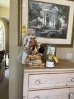 ASSORTED DECOR - GLOBE, ORIENTAL FIGURINE, BRIDE DOLL, PICTURE, ETC