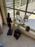 ASSORTED DECOR - CANDLESTICK, PHARAOH, TIGER, ETC