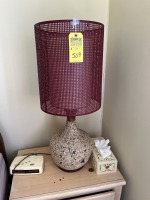 CORK & WOOD LAMPS WITH RED LEATHER SHADES