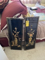 ORIENTAL LACQUER WITH RAISED FLORAL DESIGN - 1'x3'