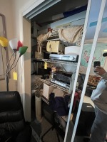 LOT ASSORTED - FANS, LAMPS, RADIO, DVD PLAYER, ETC (CONTENTS OF CLOSET)
