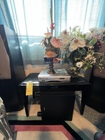 ASSORTED - 2- ARTIFICIAL FLOWERS / 1- BLACK BENCH / 1- DVD PLAYER