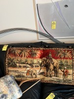 HANGING RUG ON POLE - PEOPLE WITH ELEPHANTS