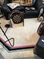 OCTAGON SHAPE RUG - WHITE / GREEN / BLACK / MAUVE (SOME STAINS)