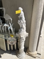 STATUE - WOMAN WITH BASKET ON PEDESTAL - TOTAL 58''H