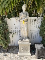 STATUE WITH PEDESTAL BASE - WOMAN - APPROXIMATELY 7'H