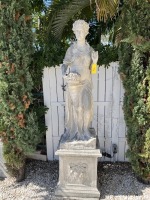 STATUE WITH PEDESTAL BASE - WOMAN - APPROXIMATELY 7'H