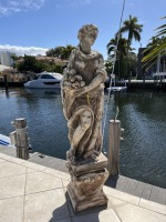 CONCRETE STATUES ON PEDESTAL BASES - WOMEN - APPROXIMATELY 78''H