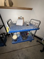 BLUE RESIN 2-SHELF ROLLING CART