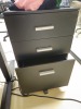 BLACK ROLLING FILE CABINETS - 1- WITH 4 DRAWERS / 1- WITH 3 DRAWERS - 2