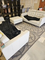 WHITE LEATHER FURNITURE - SOFA / LOVE SEAT / OTTOMAN