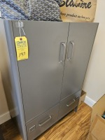GRAY CABINET WITH 2 DRAWERS & 2 DOORS