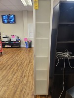 WHITE & GLASS NARROW CABINET WITH 6 SHELVES