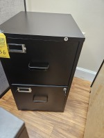 BLACK METAL FILE CABINET WITH 2 DRAWERS