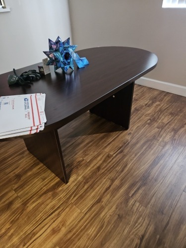 BLACK & WOOD-LOOK DESK - 3'x6'