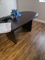 BLACK & WOOD-LOOK DESK - 3'x6'