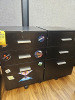 BLACK ROLLING CABINETS WITH 3 DRAWERS