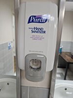 WALL MOUNTED DISPENSERS - 1- PURELL HAND SANITIZER / 1- LOCOR MOTION PAPER TOWEL