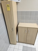 ASSORTED - 2- ASSORTED CABINETS / 1- SHELVING UNIT