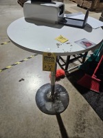 ROUND WHITE / CHROME TABLE (SOME DAMAGE)