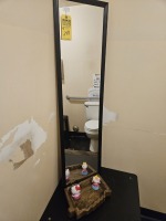 ASSORTED - MIRROR, TABLES, PLASTIC CONTAINER WITH 3 DRAWERS, DECOR, ETC