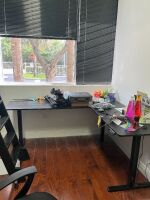 BLACK L-SHAPE ADJUSTABLE HEIGHT ELECTRIC DESK - 63"x75"